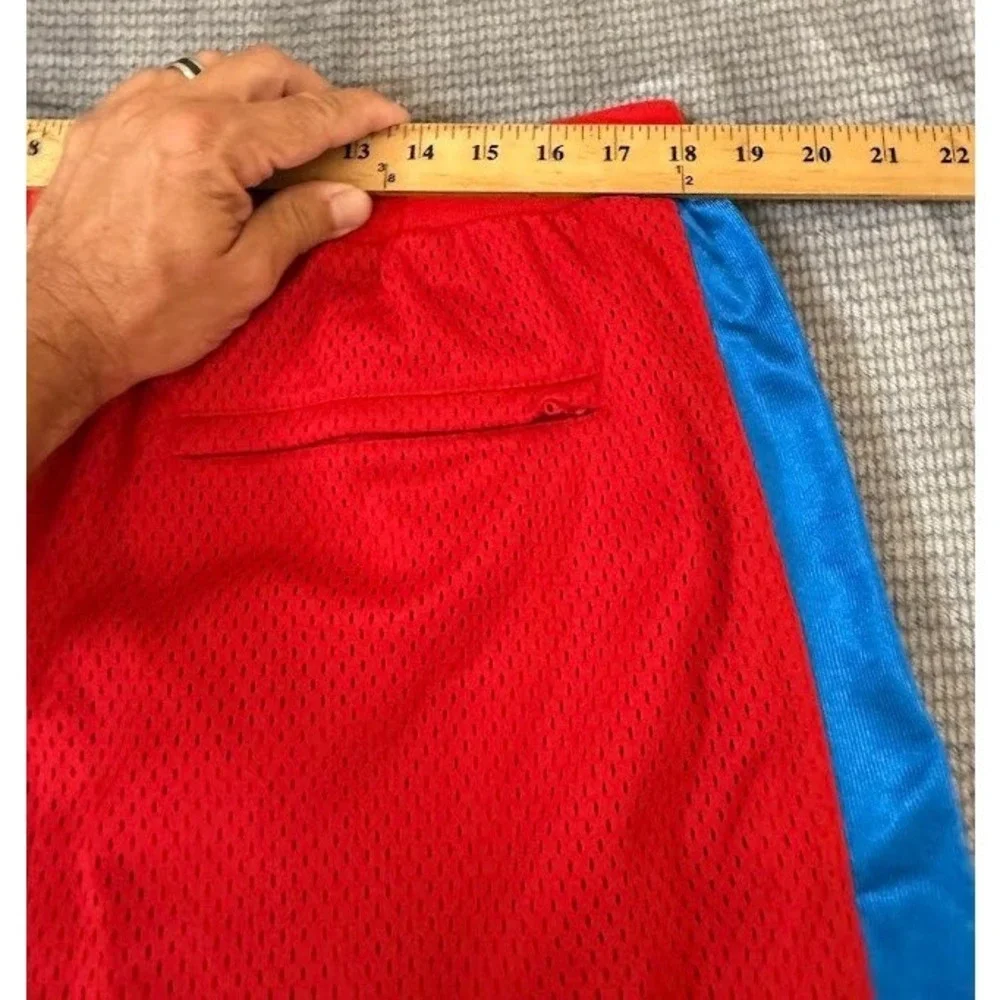 Delf Mens Mesh Basketball Shorts Red Blue Number 3 Athletic 2XL NWT 36X10